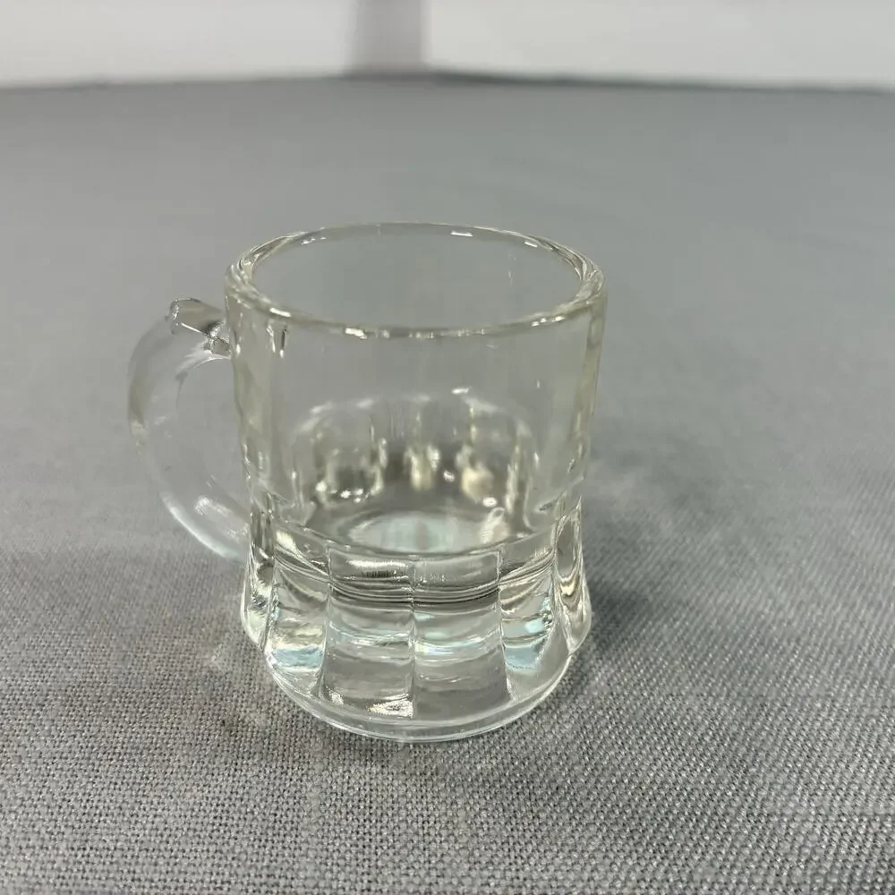 Vintage Libbey Mini Glass Beer Stein Shot Glass 2 Inch Clear Barware Mug USA